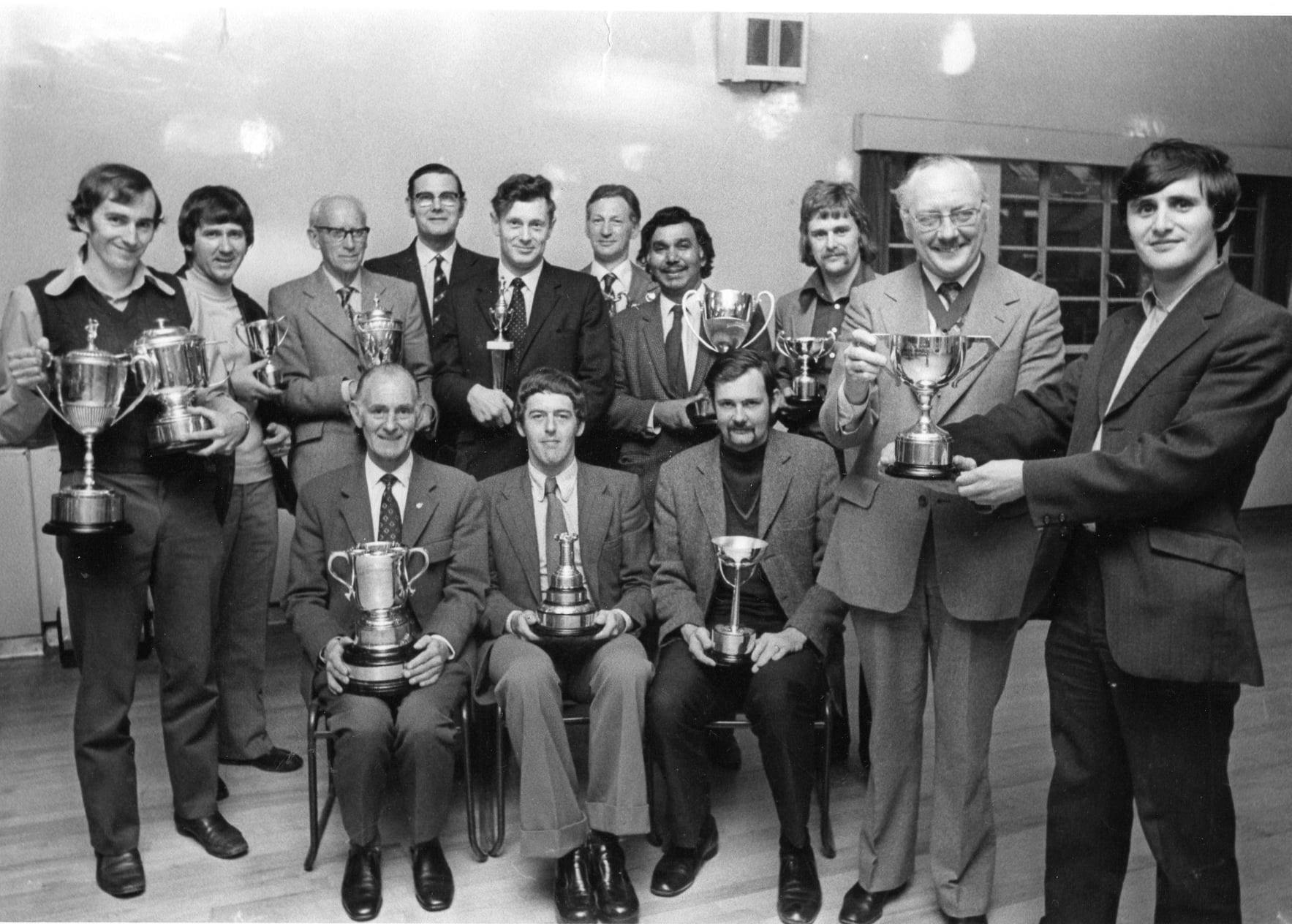 Sheffield, UK - Works League Champions, 1970s. Brian Jones receives the big cup on the far right. Seated, Bill Pettigrew John Brewitt. Stood behind Bill is Jack Baxter..jpg